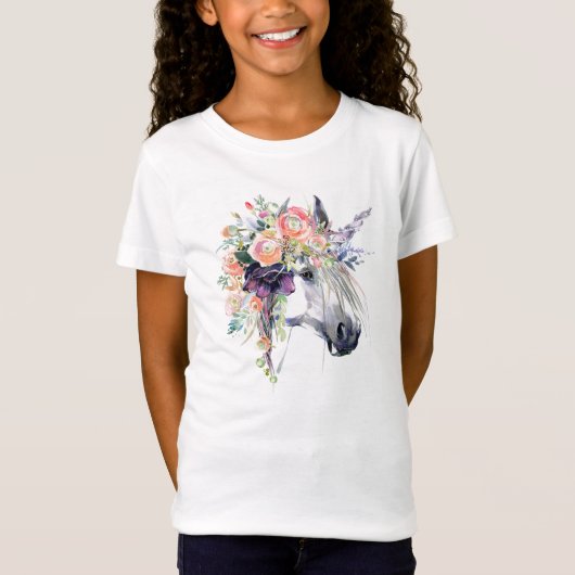 T-Shirt Licorne habillée florale (Devant)