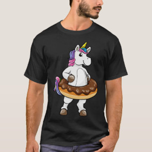 T-shirt Licorne heureuse dans un beignet au chocolat