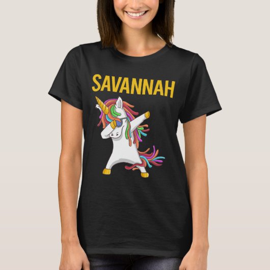 T-shirt Licorne Heureuse - Nom Savannah (Devant)