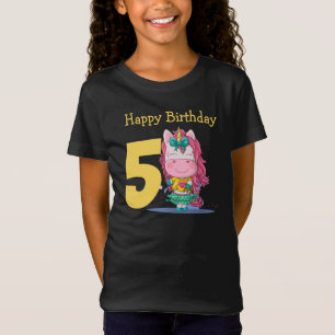 T-Shirt Licorne jaune 5ème anniversaire