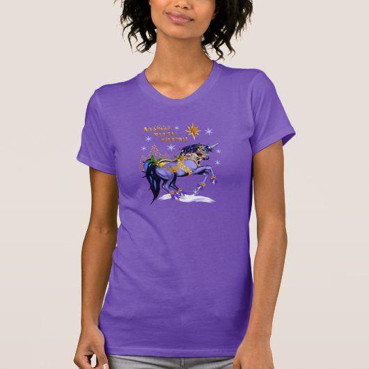 T-shirt Licorne lumineuse de Noël (Devant)