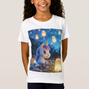T-Shirt Licorne Magique Mignonne avec Lanternes