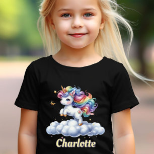 T-shirt Licorne magique nuage nom noir scintillant