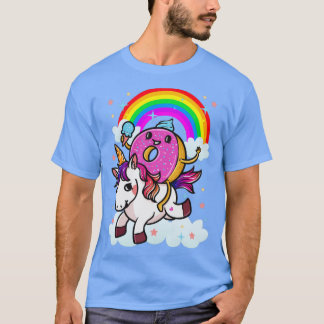 T-shirt Licorne Mignonne à Cheval sur un Donut