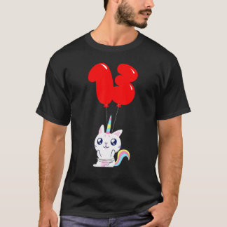 T-shirt Licorne Mignonne Chat  13e Anniversaire  Ballon En