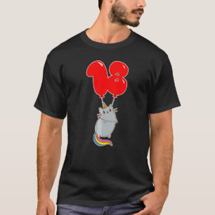 T-shirt Licorne Mignonne Chat 18e Anniversaire Ballon En