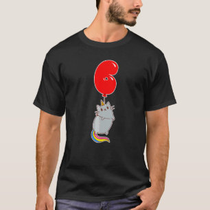 T-shirt Licorne Mignonne Chat 6ème Anniversaire Fête de