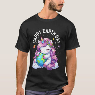 T-shirt Licorne Mignonne Enlaçant la Planète Terre Bonne F