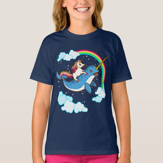 T-shirt Licorne montant Narwhal (Devant)