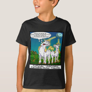 T-shirt Licorne père/fils s'amusent ensemble