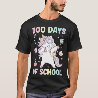 T-shirt Licorne qui Dabbe 100 Jours d'École Enfants Enseig