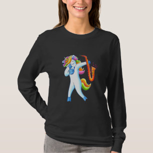 T-shirt Licorne qui dabbe jouant du saxophone saxophoniste