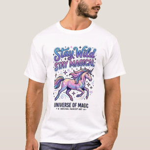 T-shirt Licorne Reste Sauvage Reste Magique Commercial Typ