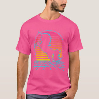 T-shirt Licorne Rétro Vintage 70S 80S Style Drôle Magique