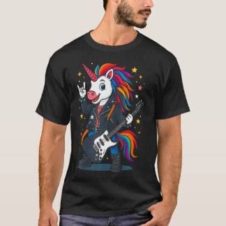 T-shirt Licorne Rockstar Rock'N Roll Groupe de Musique Fu