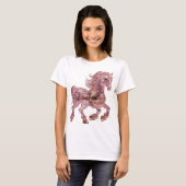 T-shirt Licorne Rose Argent Moderne Design Gras (Devant entier)