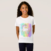 T-Shirt licorne rose sur l'arrière - plan arc-en-ciel (Devant entier)