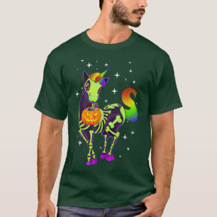 T-shirt Licorne squelette bonbon citrouille fille mignonne