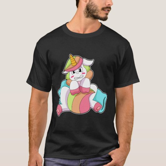 T-shirt Licorne Timide avec Oreiller (Devant)