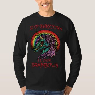 T-shirt Licorne Zombie J'Aime Brainbows Halloween Gothique