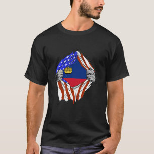 T-shirt Liechtenstein USA Amérique Poitrine Liechtensteine