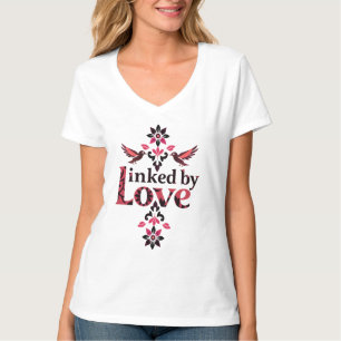 T-shirt Liés par l'Amour Oiseaux Floraux Unisexe