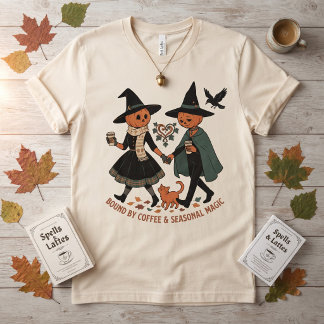 T-shirt Liés par le café et la magie saisonnière Citrouill