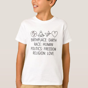 T-shirt Lieu de naissance Terre Race Politique humaine Lib