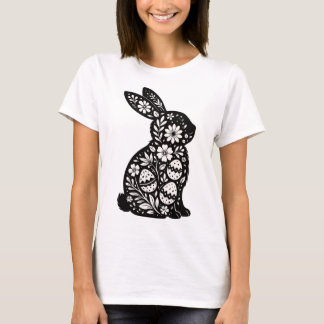 T-shirt Lièvre de Pâques Silhouette Florale