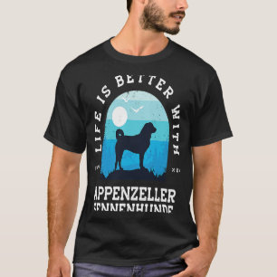 T-shirt Life Better Appenzeller Sennenhunde Vintage Bleu D