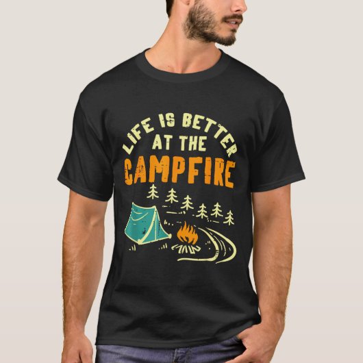 T-shirt Life Better Campfire Camng Camper Boys Girl Kids M (Devant)