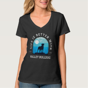 T-shirt Life Better Valley Bulldog Vintage Blue Chien Mama