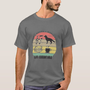 T-shirt Life Essentials Chiens, Thé, Livres, Musique Vinta