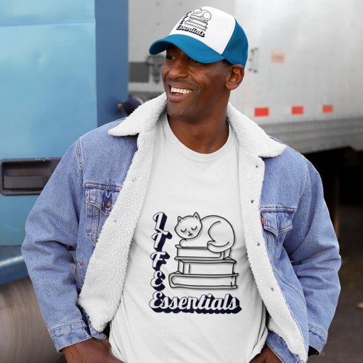 T-shirt LIFE Essentials Word Art | Amateurs de livres et d