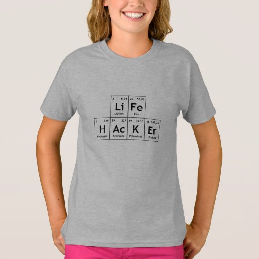 T-shirt LiFe HAcKEr éléments de chimie Word du tableau pér (Devant)