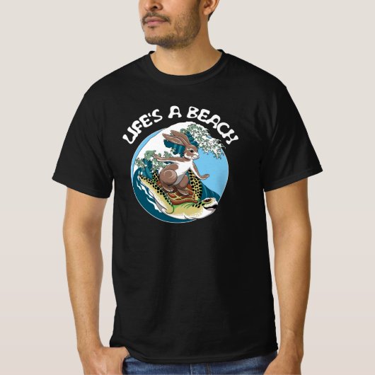 T-shirt Life is a Beach - Rabbit and Turtle Surfing (Devant)