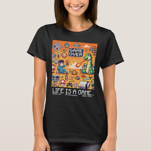 T-shirt Life Is A Game.. : Game Over (fille joueuse) (Devant)