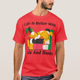 T-shirt Life Is Better With Cats And Books Lovers Black Ca