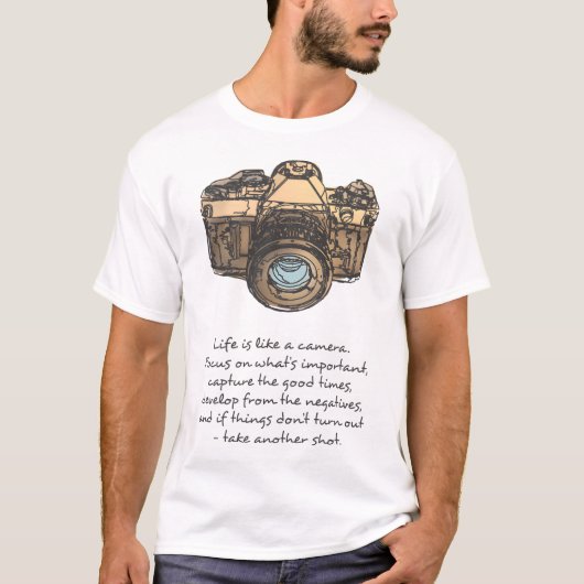 T-shirt Life is Like A Camera Quote and Illustration (Devant)