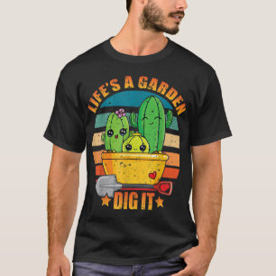T-shirt Life's A Garden Dig It Vintage Retro Sunset Design