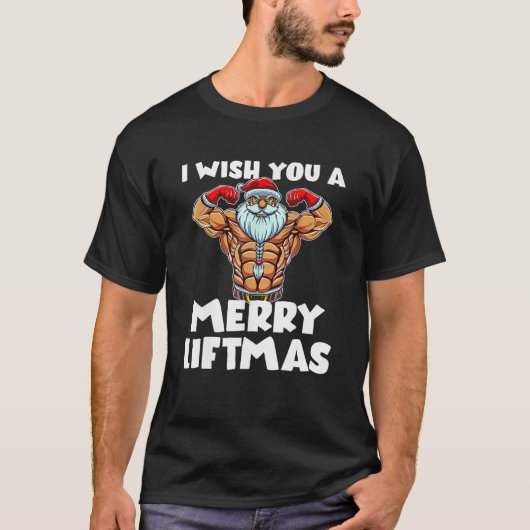T-shirt Liftmas Lift Fitness Exercice Abs Santa Claus Cand (Devant)