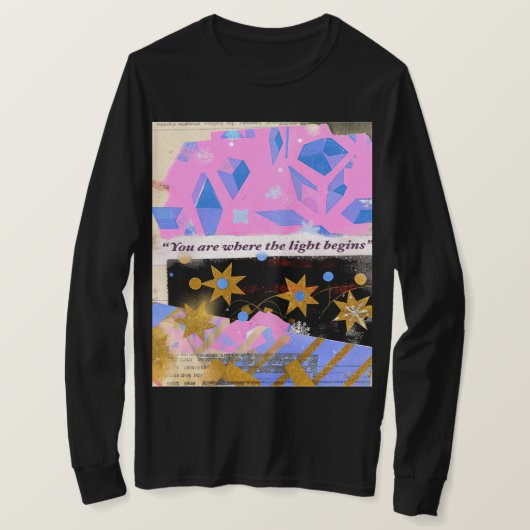 T-shirt Light Begins Within – Pink & Gold Gem Art (Design devant)