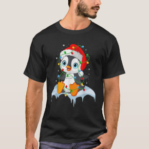 T-shirt Light Christma Penguin Ugly Pajamas Santa Hat Noël