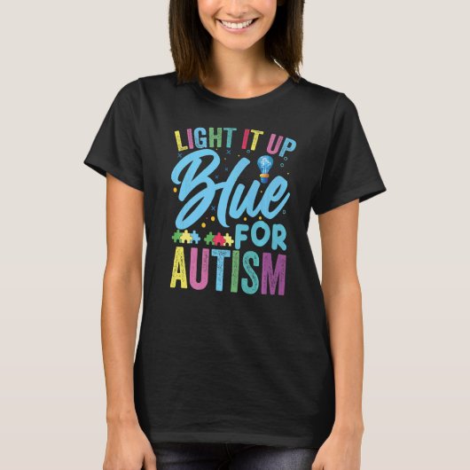 T-shirt Light It Up Blue Autism (Devant)