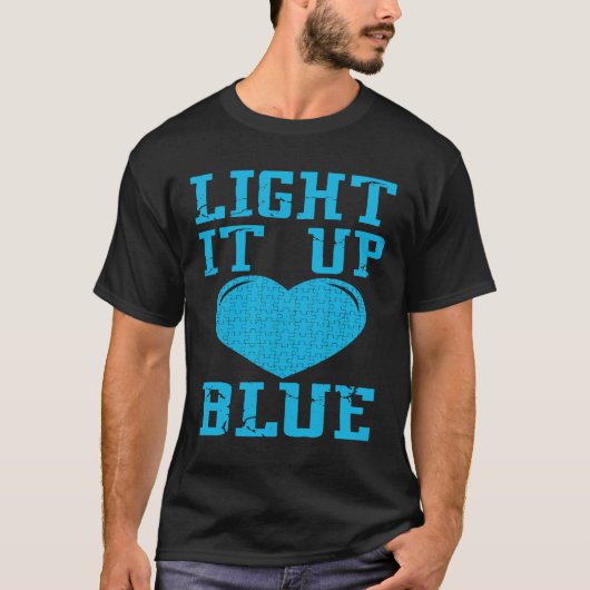 T-shirt Light It Up Blue  Puzzle Piece Autism Awareness (Devant)