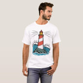 T-shirt Lighthouse Ocean Waves Design – Nautical Coastal (Devant entier)