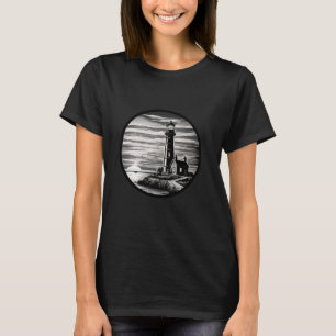 T-shirt Lighthouse Summer Sunset Shore Art Sea Ocean Boati