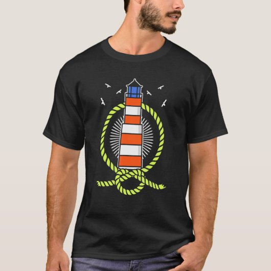 T-shirt Lighthouse with rope sea and seagulls Baltic Sea (Devant)