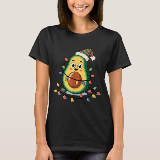 T-shirt Lighting Avocado Ugly Christmas Sweater Guacamole (Devant)