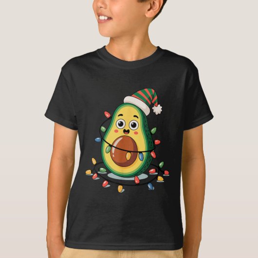 T-shirt Lighting Avocado Ugly Christmas Sweater Guacamole (Devant)